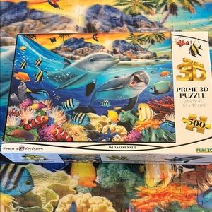 Puzzle - Island Sunset with Dolphins